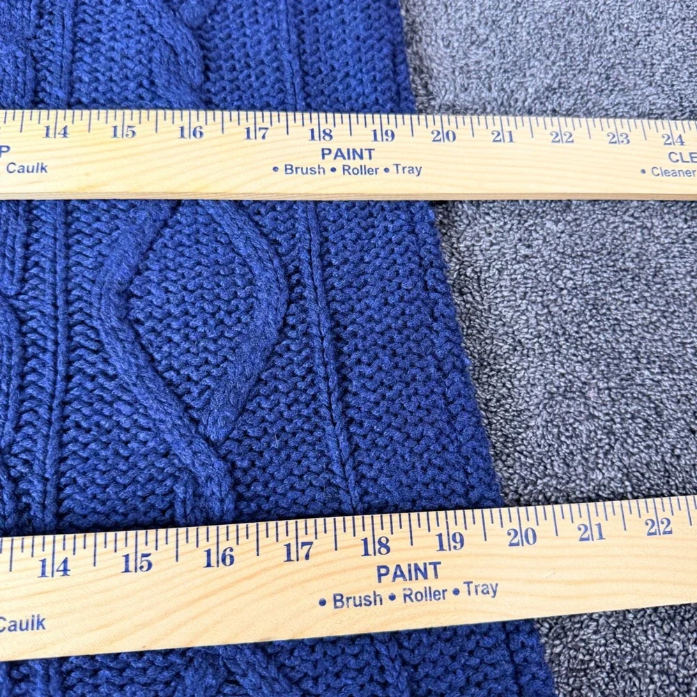 Moda International Navy Blue Cable Knit Wool Blend Crew Neck Tunic Sweater XL